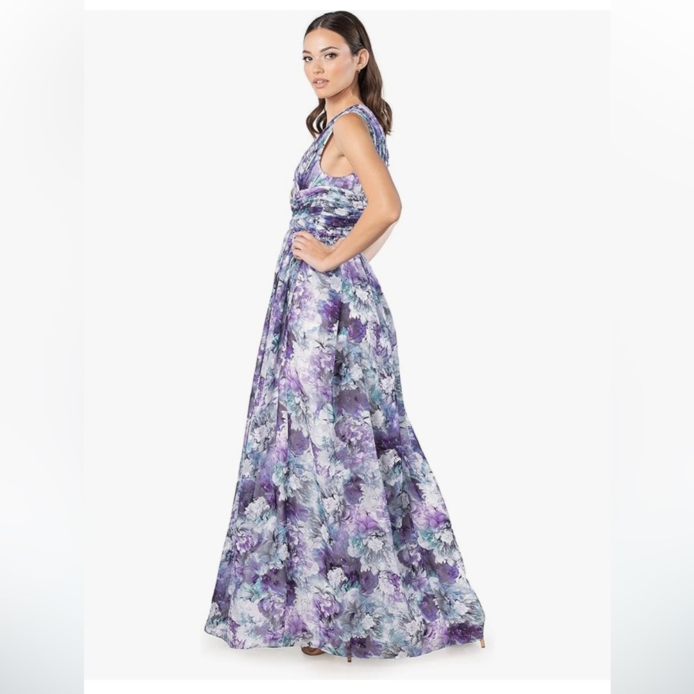 DRESS THE POPULATION Jaclyn Floral Print Chiffon Maxi Dress size XS NWT